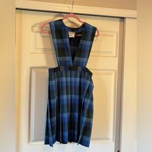 Charming Blue and Black Plaid Kids Dress